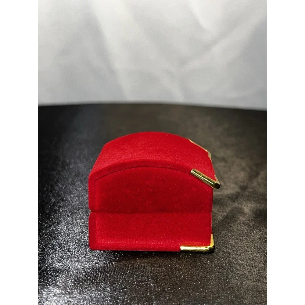 Brand new Red Velvet Ring Box Gold Trim Domed Lid Jewelry Presentation Box
